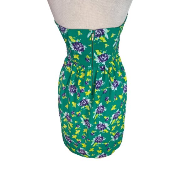 GAP Dresses Gap Floral Strapless Mini Dress Green Purple 2 Poshmark